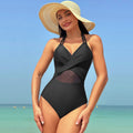 Halter-Neck Cross-Strap One-Piece Swimsuit - GRANTED STUDIOS