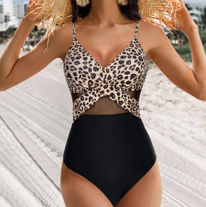 Halter-Neck Cross-Strap One-Piece Swimsuit - GRANTED STUDIOS