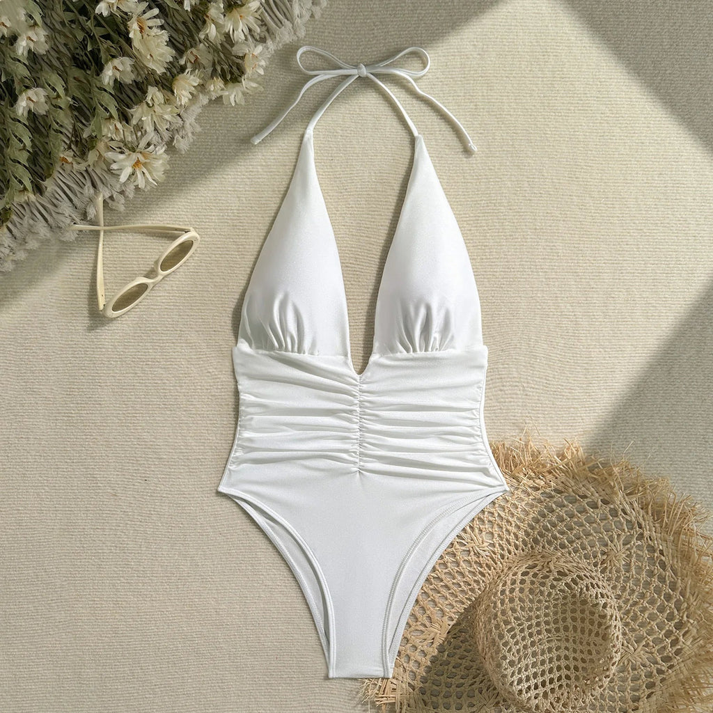Sculpt & Sleek Deep V-Neck One-Piece Swimsuit - GRANTED STUDIOS