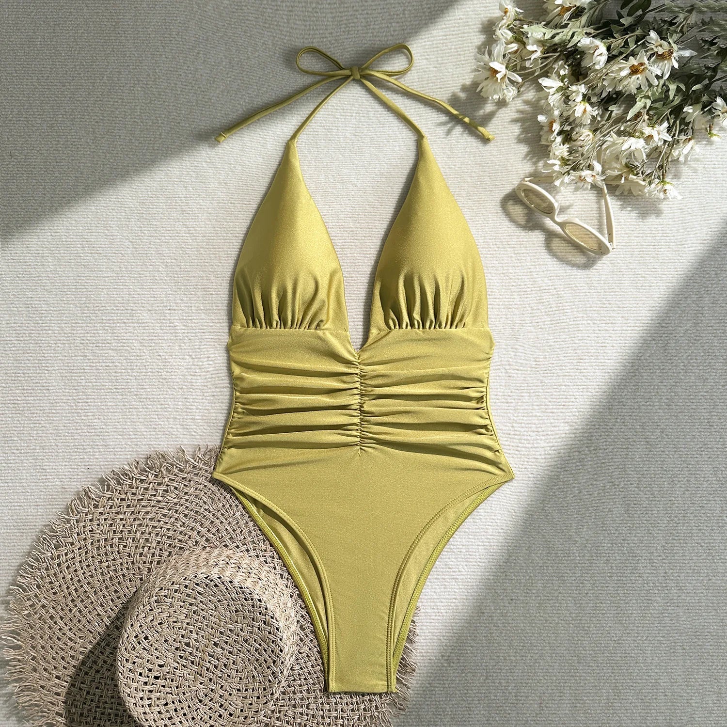 Sculpt & Sleek Deep V-Neck One-Piece Swimsuit - GRANTED STUDIOS
