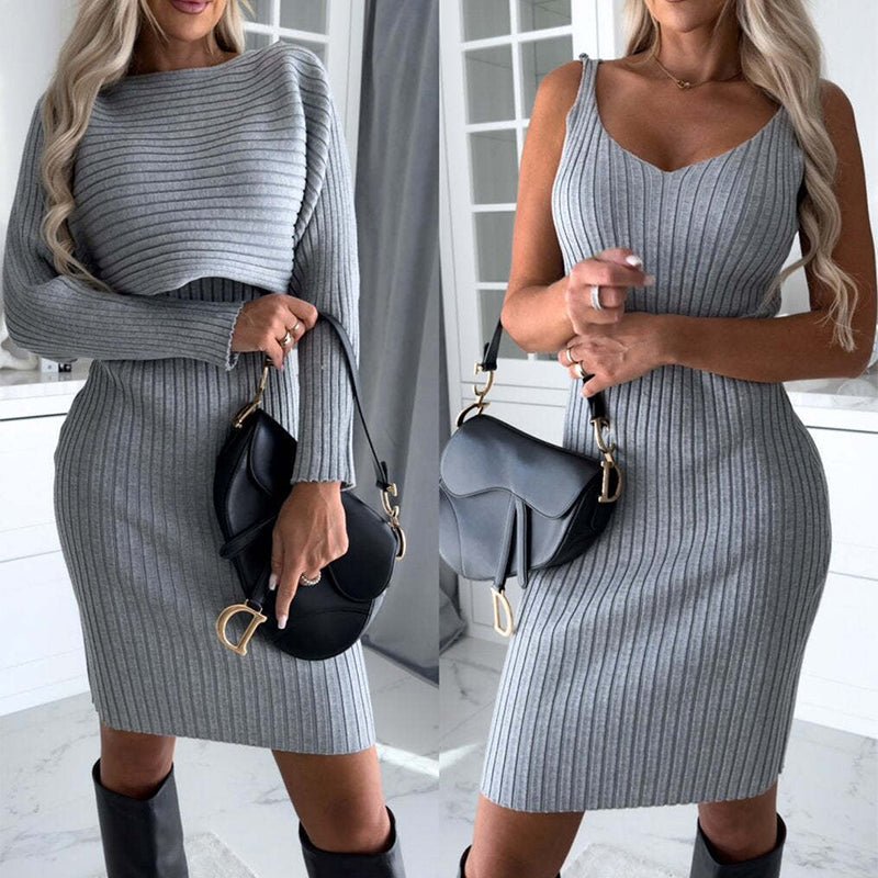 Women's 2Pcs Long-Sleeved Top and Skirt - GRANTED STUDIOS