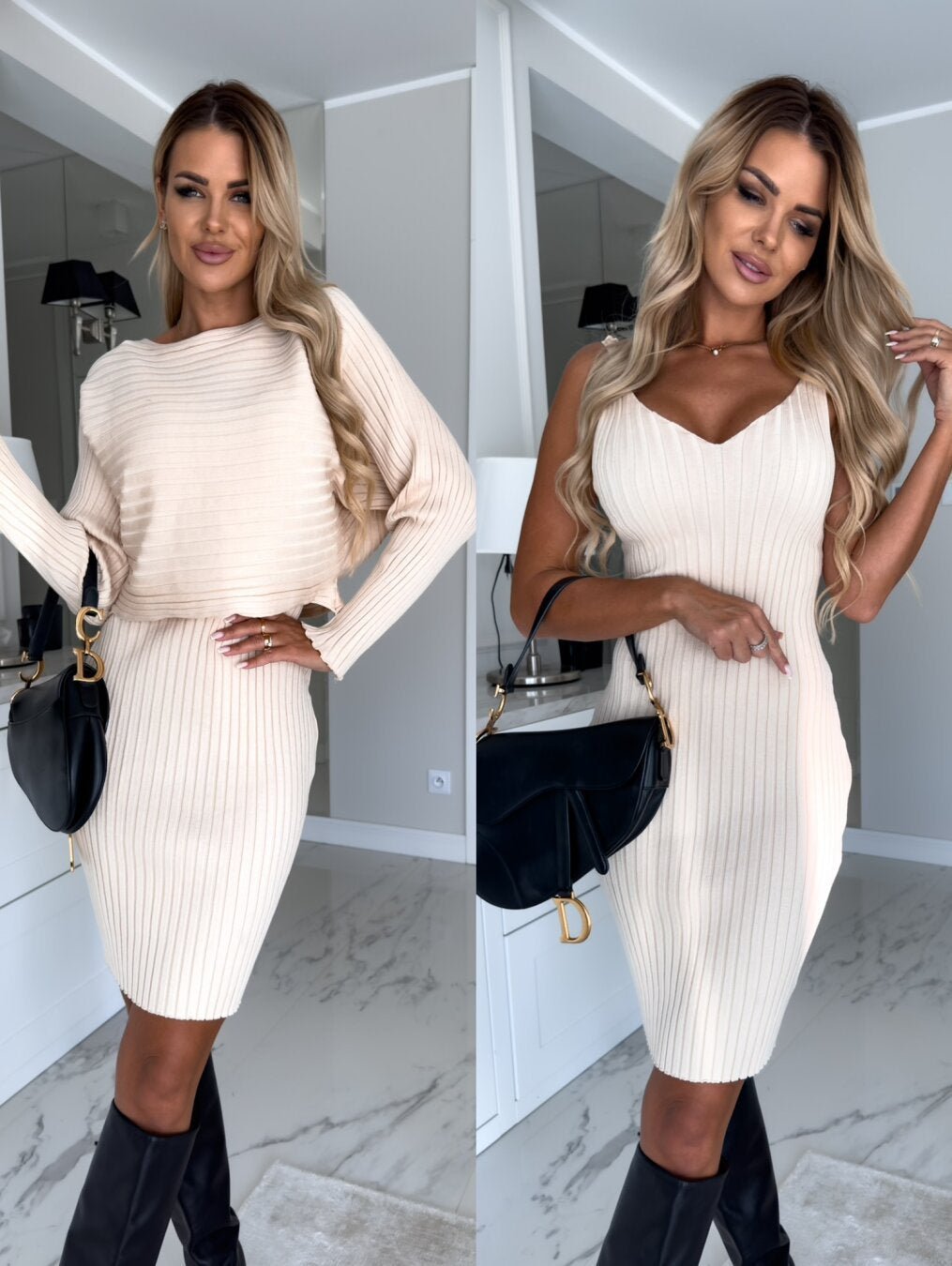 Women's 2Pcs Long-Sleeved Top and Skirt - GRANTED STUDIOS