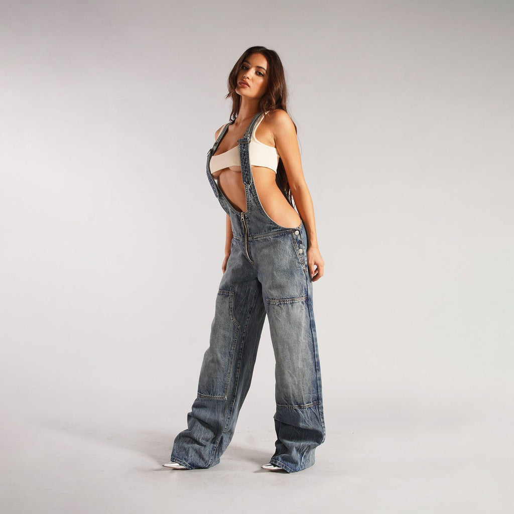 Women's Y2K Denim Overall Jumpsuit - GRANTED STUDIOS