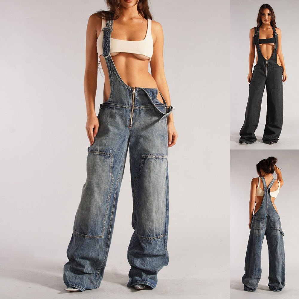 Women's Y2K Denim Overall Jumpsuit - GRANTED STUDIOS