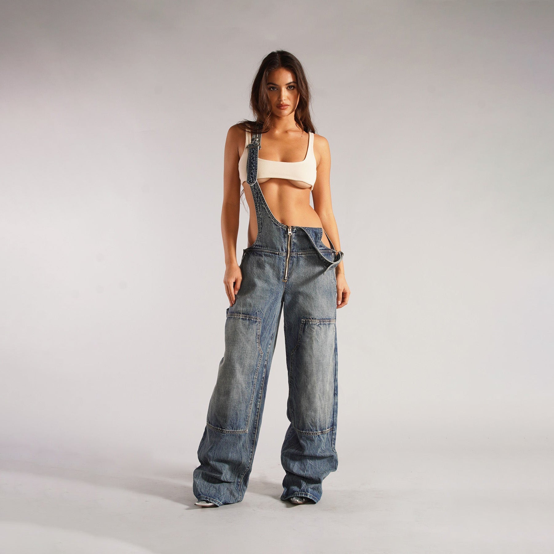 Women's Y2K Denim Overall Jumpsuit - GRANTED STUDIOS